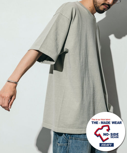 ヘビーウェイト NO-SIDE SEAM クルーネック ピグメント ポケットTシャツ/丸胴/10.5オンス/USA COTTON