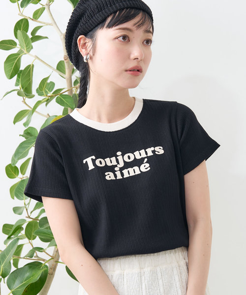 針抜きミニリンガーTシャツ