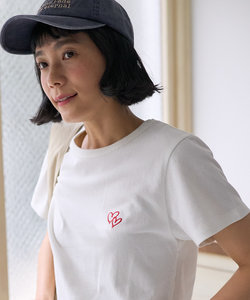 ダブルハート ワンポイント刺繍 コンパクトTシャツ