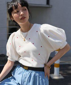 ミニハート刺繍 パフTシャツ