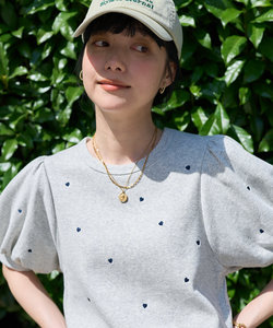 ミニハート刺繍 パフTシャツ