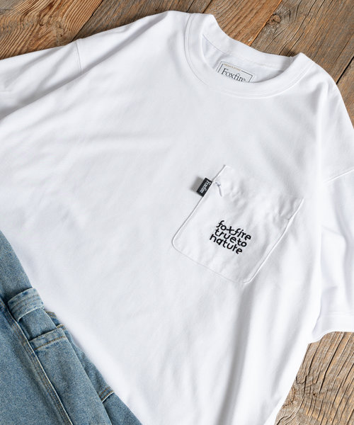 別注 Foxfire 刺繍ロゴ クルーネック ポケットTシャツ/リラックスフィット/7.6オンス