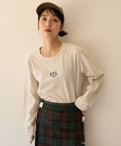 別注 T-SHIRT DESIREE MANCHES LONGUES/別注 Tシャツ デザイア マンシュ ロング/A.P.C.ロゴ刺繍 ロンT