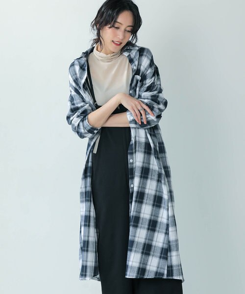 ロングチェックシャツワンピース Bou Jeloud ブージュルード の通販 Mall