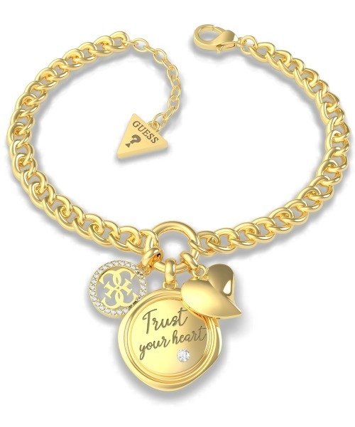 GUESS MY FEELINGS Trust Your Heart Charm Bracelet (Gold)