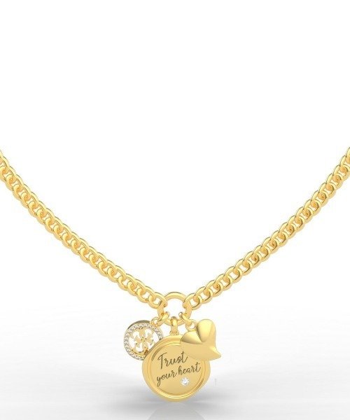 GUESS MY FEELINGS Trust Your Heart Charm Necklace (Gold)
