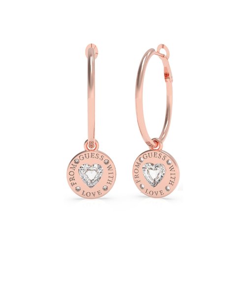 FROM GUESS WITH LOVE 25mm Hoops & Coin Pierce (Rose Gold/12mm)
