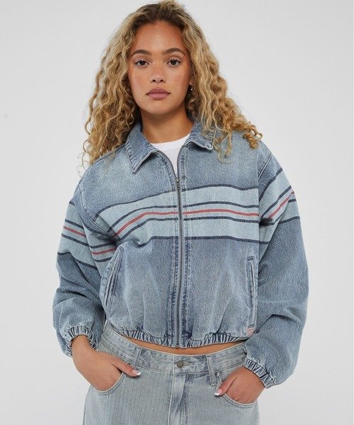 GUESS Originals Stripe Denim Flight Jacket