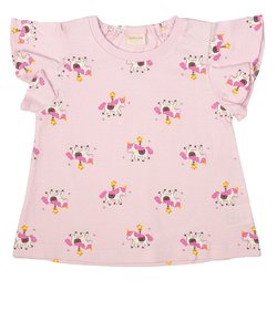 [ベビー]半袖　Tシャツ　総柄 ピンク