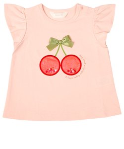 [ベビー]半袖Тシャツ　キラキラ　ピンク