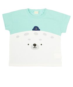 [ベビー]半袖　Ｔシャツ　ひんやりアニマル　グリーン