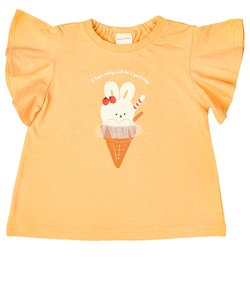 [ベビー]半袖　Tシャツ　立体モチーフ オレンジ