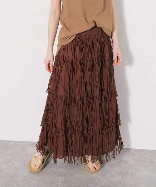 crinkle crinkle crinkle】cotton voil fringe teared skirt：スカート