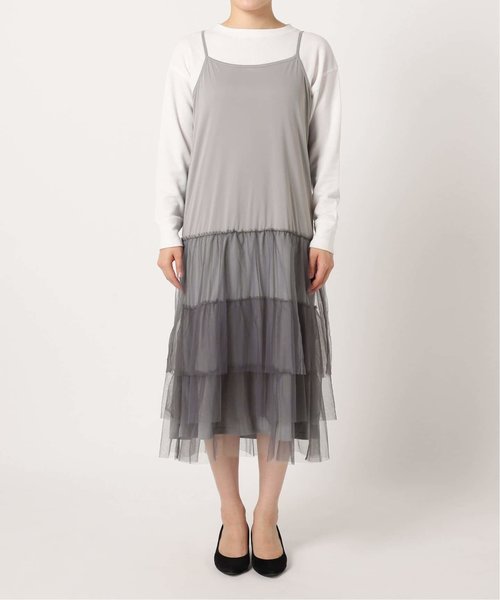 TORRAZZO DONNA/トラッゾドンナ】Knit Tunic x tulle OP：ワンピース