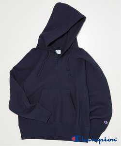 CHAMPION / チャンピオン 別注 R/W エルボーパッチ ヘンリーネックパーカー