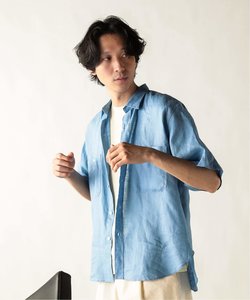 Blue Linen ワークハーフスリーブシャツ