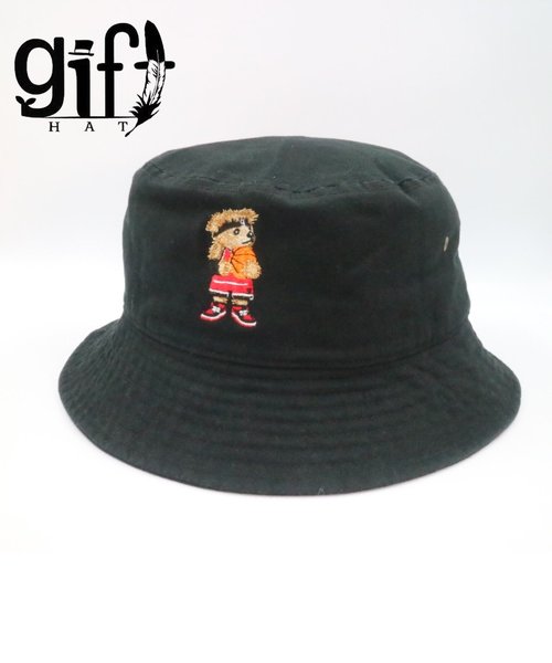 gifthat BEAR BUCKET HAT バスケ　ブラックL/XL