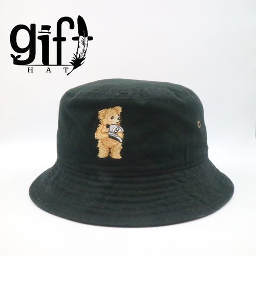 gifthat BEAR BUCKET HAT アイコン　ブラックS/M