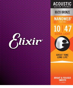 アコースティックギター弦　エリクサー　Elixir　010-047　EXTRA LIGHT　NANOWEBコーティング　アコースティック 80/20ブロンズ