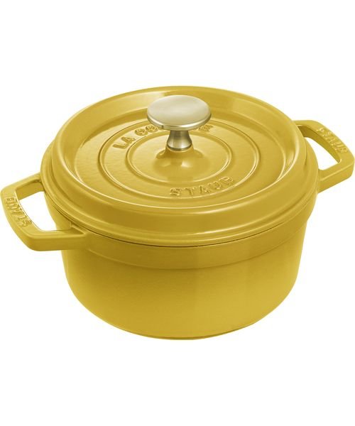 STAUB ピコ・ココットラウンド16㎝ シトロン*ブラスノブ