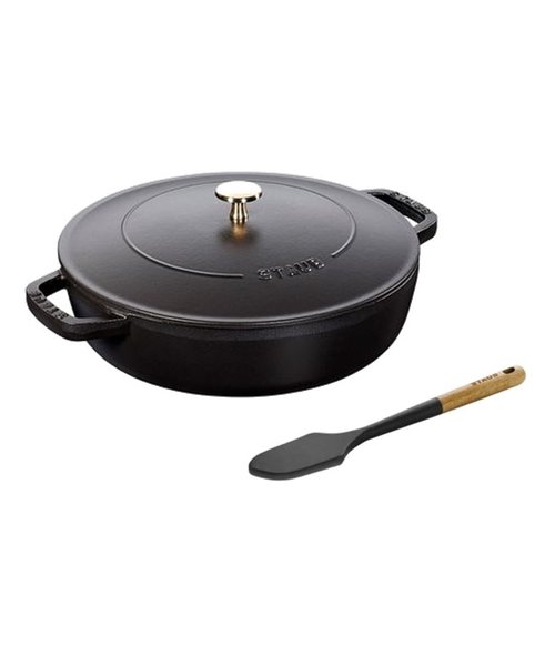 【期間限定】テーブルでも使いやすい！STAUB ブレイザー ソテーパン 26cmグレー セット*0156G