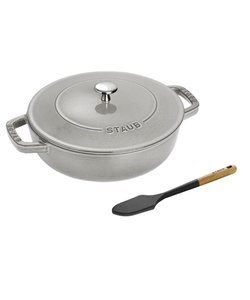 【期間限定】テーブルでも使いやすい！STAUB ブレイザー ソテーパン 26cmグレー セット*0156G