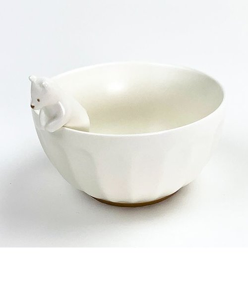フィギュア付き茶碗 WHITE ZOO シロクマ 食器 茶碗 ボウル 白