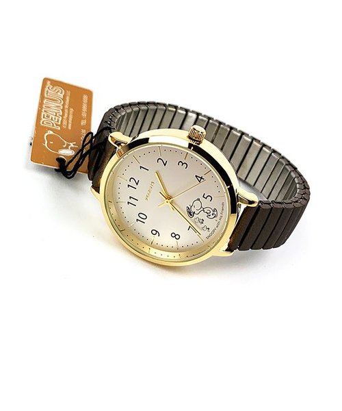 スヌーピー パールジャバラウォッチ ブラウン 腕時計 ブラウン日本製