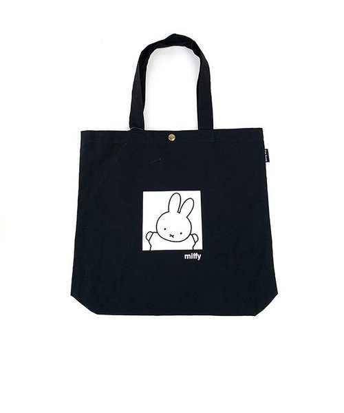 ミッフィー miffy 薄手帆布トートバッグ スクエア ブラック 手提げ