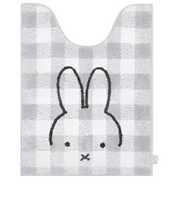 ミッフィー miffy チェックライン ロングトイレマット グレー ポイントマット トイレ