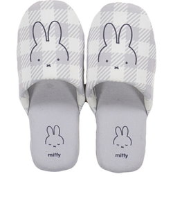 ミッフィー miffy チェックライン スリッパ グレー トイレ 日用品