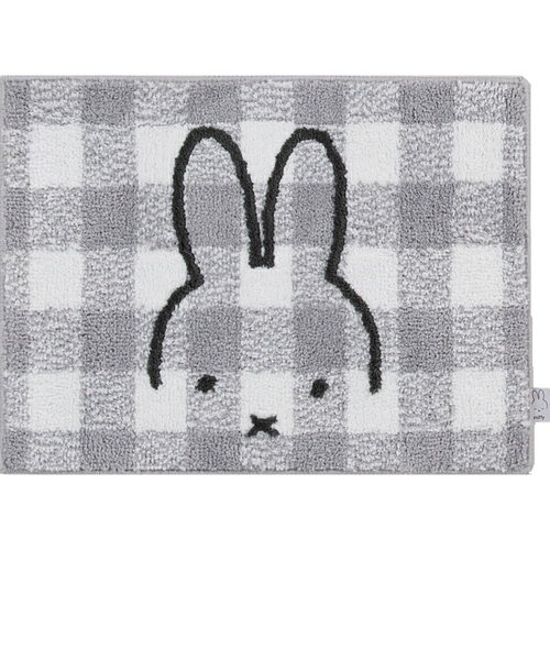 ミッフィー miffy チェックライン バスマット グレー バス用品 衛生用品