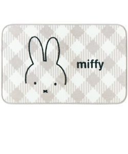ミッフィー miffy インテリアマット【50×80cm】 チェックライン グレー