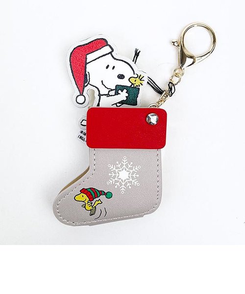 スヌーピー クリスマスソックスキーチェーンウォッチ 時計 グレー SNOOPY