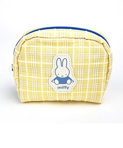 ミッフィー miffy レトロチェック ポーチ　 イエロー 小物入れ