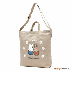 ミッフィー miffy 2WAY帆布トートショルダーバッグ フラワーアーチ ベージュ