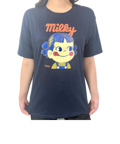 ペコちゃん＆ポコちゃん PEKO ユニセックス半袖Tシャツ　 ネイビー