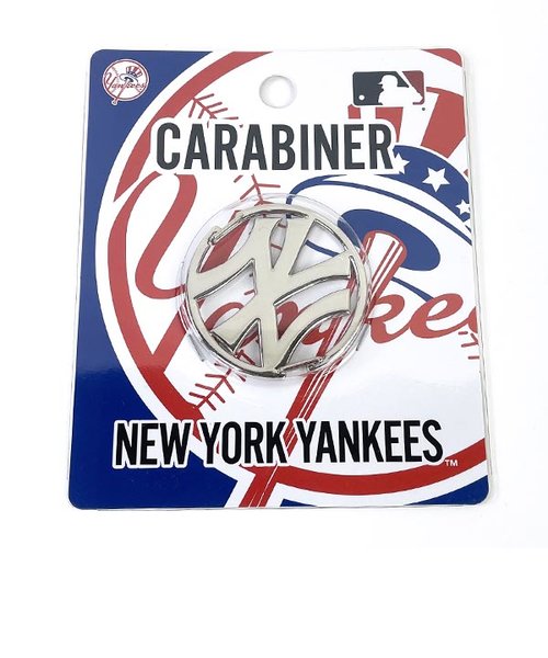 MLB ニューヨークヤンキース メタルダイカットカラビナ シルバー キーホルダー 野球グッズ メジャー 　