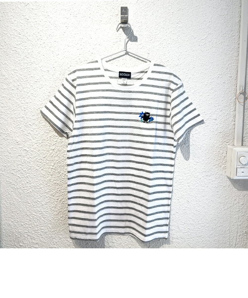 ムーミン スティンキー 刺繍ボーダーTシャツ ホワイト/グレー ケサカックシリーズ