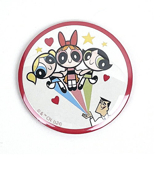 パワーパフガールズ 缶バッチミラー 鏡 パワパフ Power puff Girls 日本製