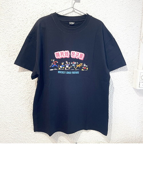 ディズニー ミッキー＆フレンズ ハングルシリーズ Ｔシャツ(ブラック) Lサイズ アパレル Disney