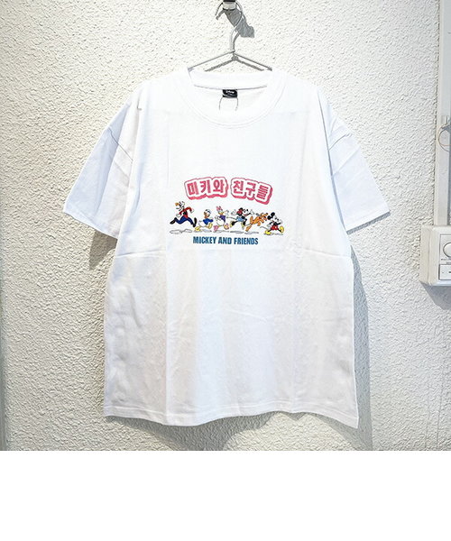 ディズニー ミッキー＆フレンズ ハングルシリーズ Ｔシャツ(ホワイト) Lサイズ アパレル Disney