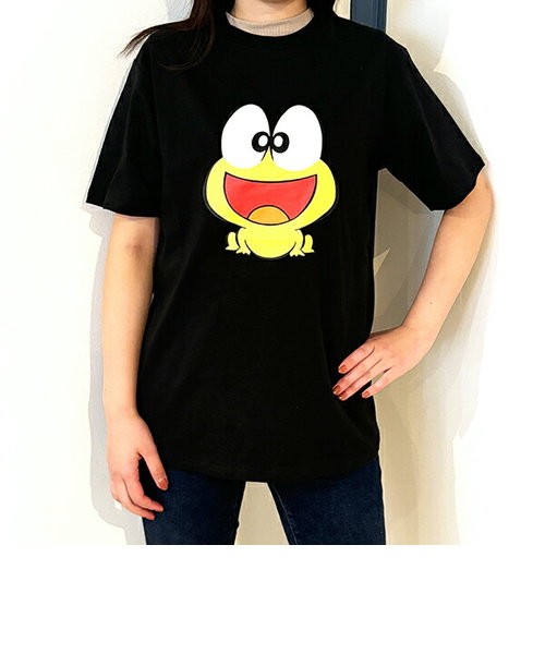 ど根性ガエル ピョン吉ごきげん Tシャツ(ブラック) Lサイズ アパレル