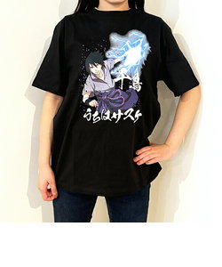 NARUTO(ナルト) うちはサスケ千鳥  Tシャツ(ブラック) Lサイズ アパレル ジャンプ