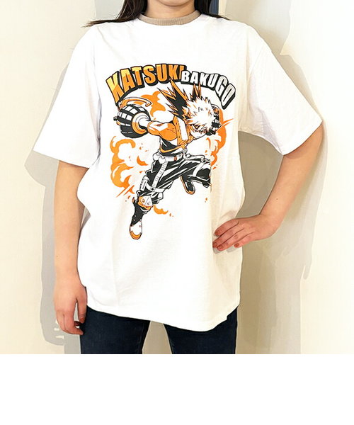 僕のヒーローアカデミア 爆豪 Tシャツ(ホワイト) Mサイズ アパレル ジャンプ ヒロアカ かっちゃん