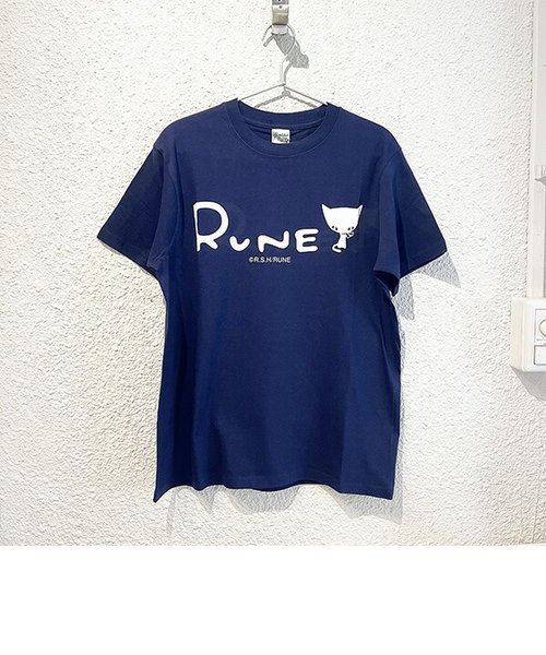 内藤ルネ Tシャツ（S)   ネイビー ねこ レトロ RUNE