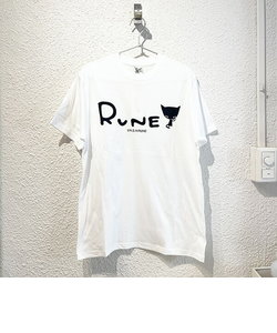 内藤ルネ Tシャツ（M) ホワイト ねこ レトロ RUNE