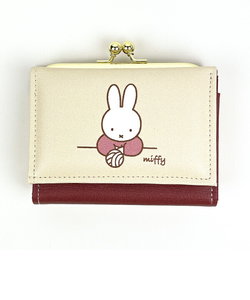 ミッフィー miffy 毛糸柄 三つ折りがまぐち財布 ウォレット ベージュ 日本製