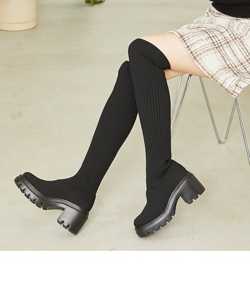 SEA バレリーナソックスニーハイブーツ 集まれる KNEE-HIGH BOOTS 黒