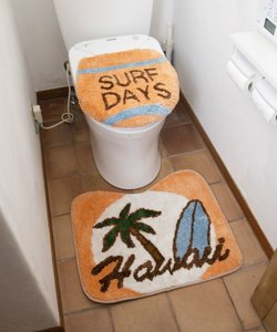 【Kahiko】HAWAIIAN TOILETRY COVER＆MAT トイレセット サーフパーム